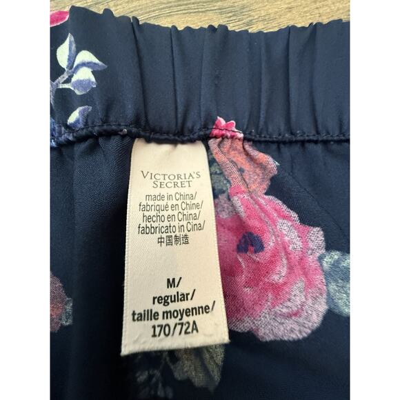 Victorias Secret AFTERHOURS SILKY SATIN Pajama Set Pajamas BLUE FLORAL Sz M - Picture 6 of 8